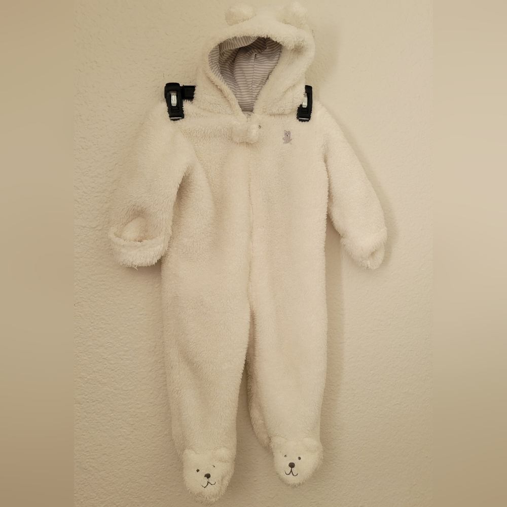 Carter’s Baby Teddy Bear Fleece Footed Bunting Snowsuit Hooded Ivory